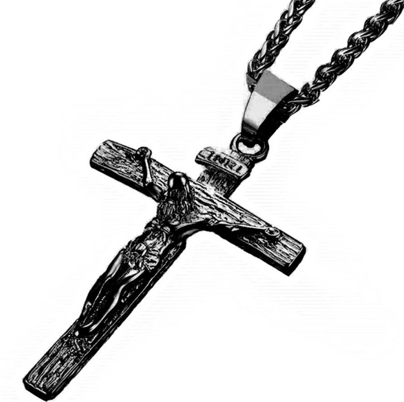 Stainless Steel Antique Cross Crucifix Necklace - Picture 1 of 1